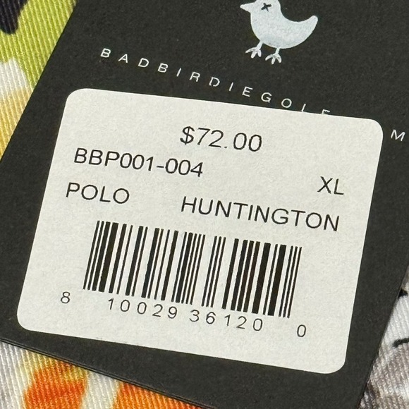 Bad Birdie Men's XL Floral Print Golf Polo Shirt‎ - Huntington - Picture 7 of 7